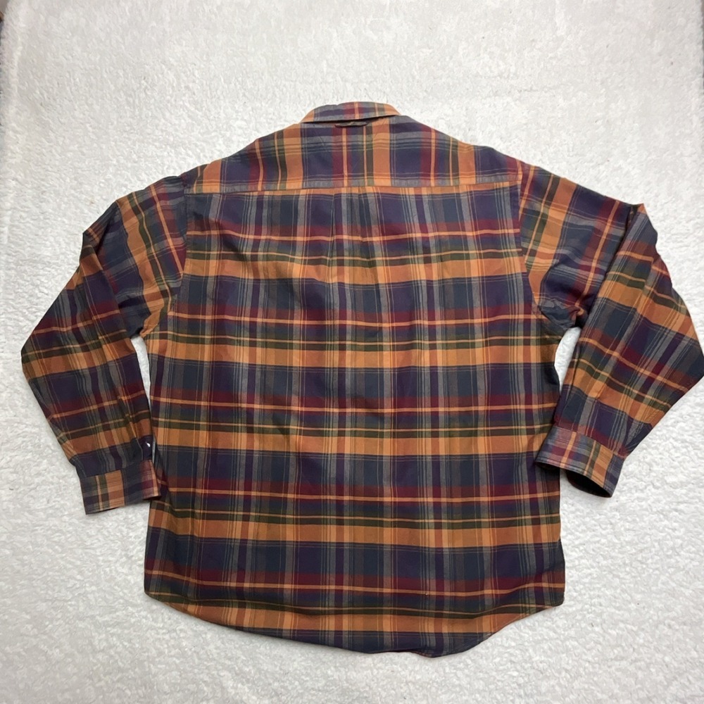 Tommy Hilfiger Men's Multicolor Brown Navy Plaid Long Sleeve Button-Down Shirt L - Picture 8 of 9